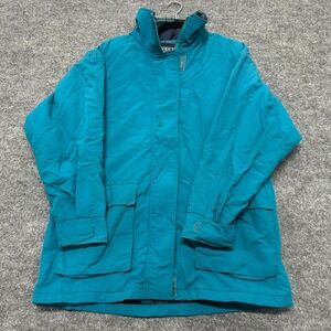 Lands' End Jacket Womens Size L Teal Wool Blend Lining Squall Parka USA Made